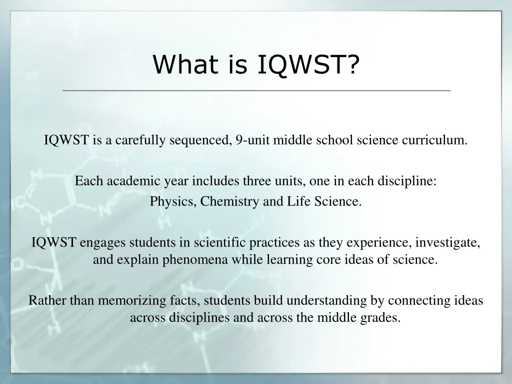 what is iqwst