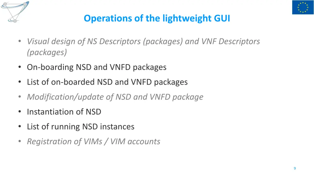 operations of the lightweight gui