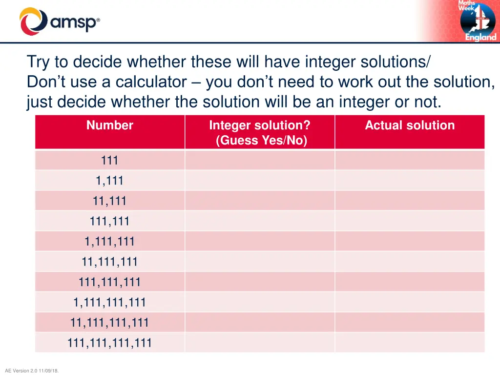 try to decide whether these will have integer