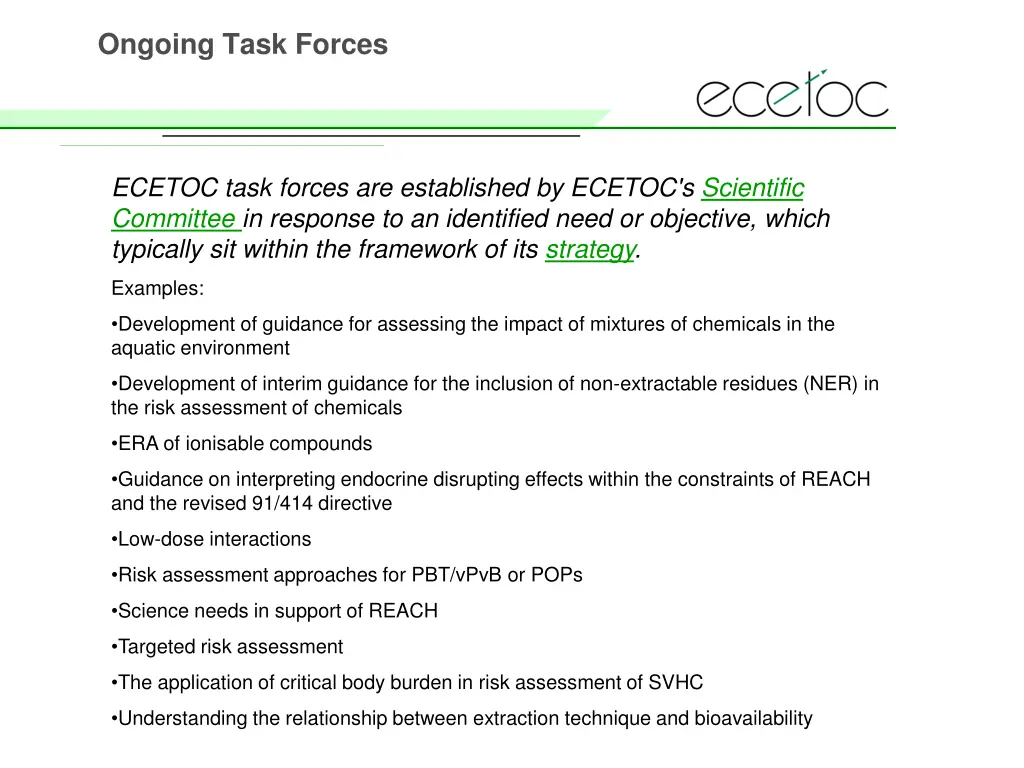 ongoing task forces