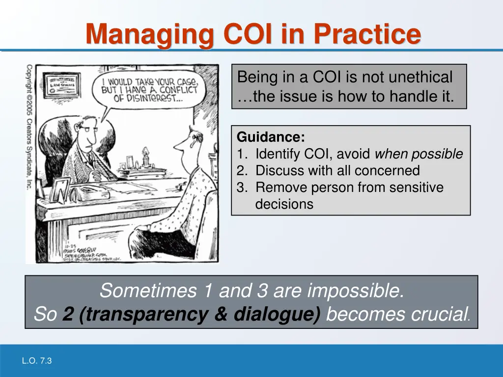 managing coi in practice