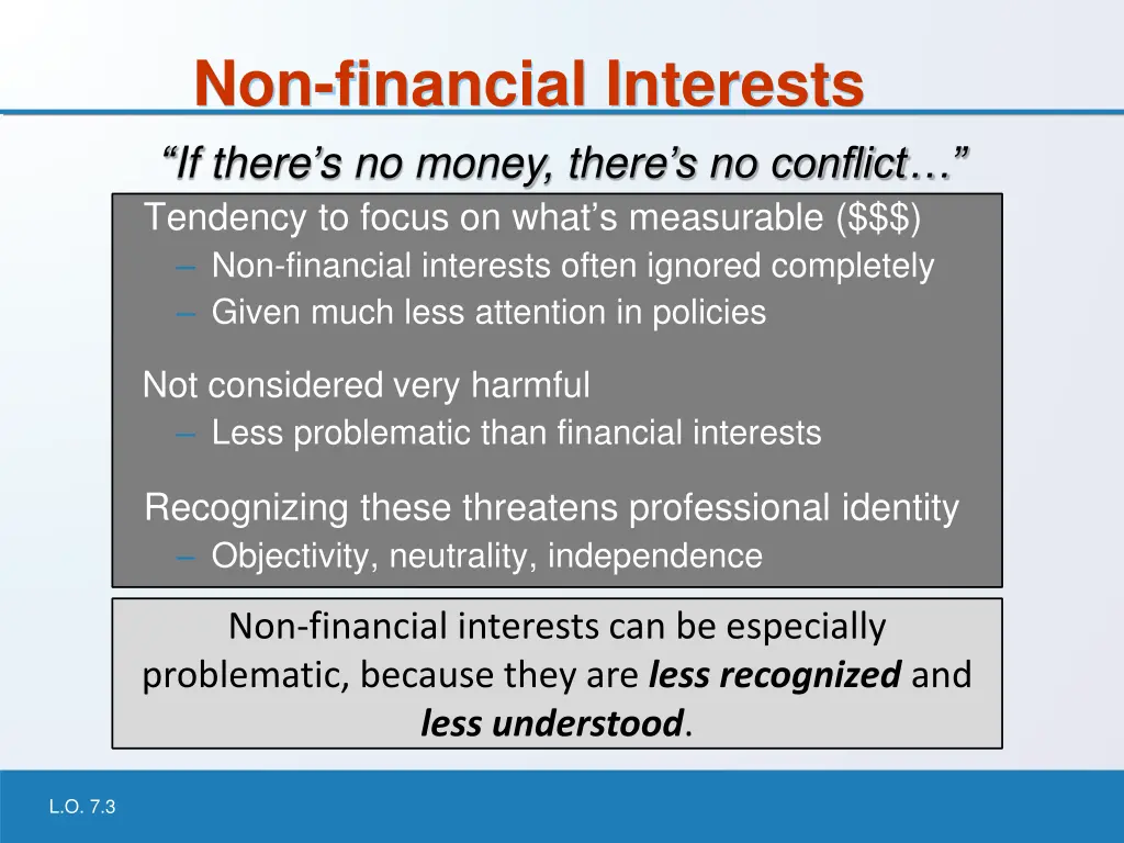 non financial interests if there s no money there