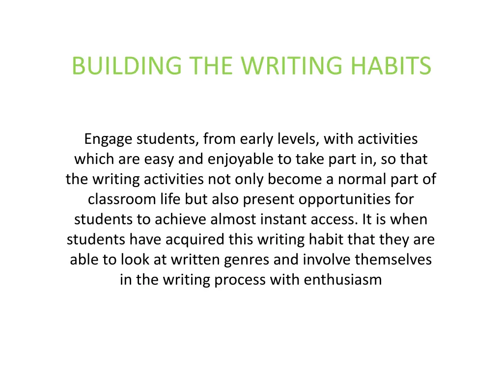 building the writing habits