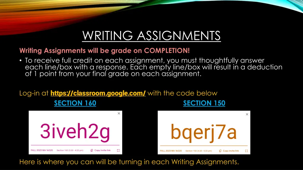 writing assignments writing assignments will