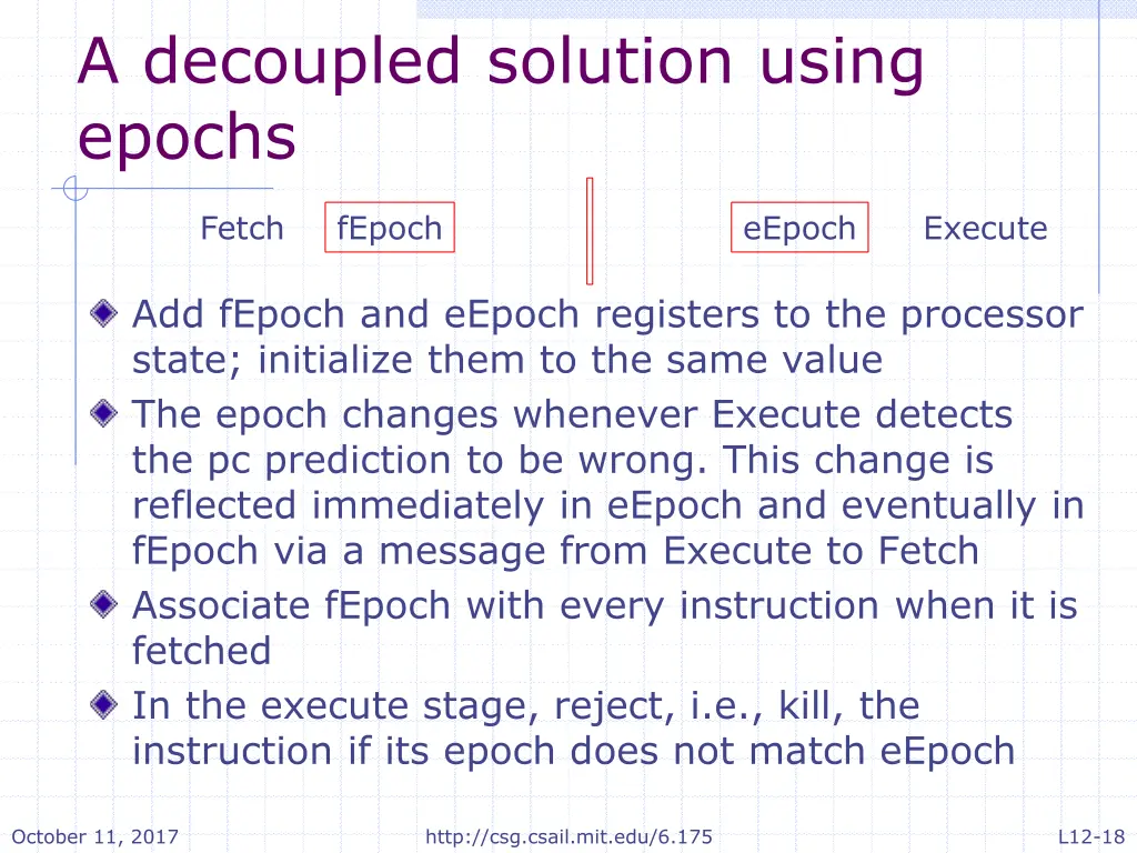 a decoupled solution using epochs