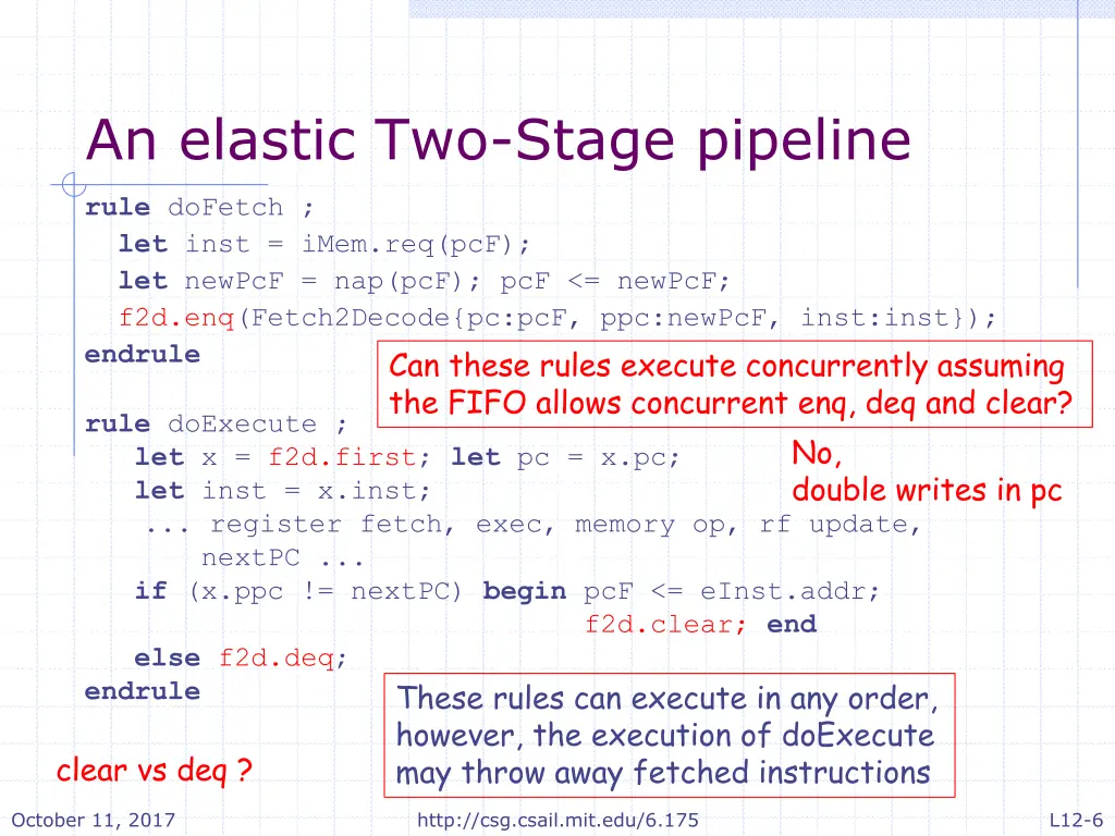 an elastic two stage pipeline