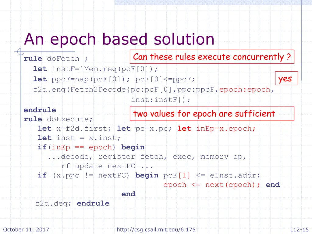 an epoch based solution