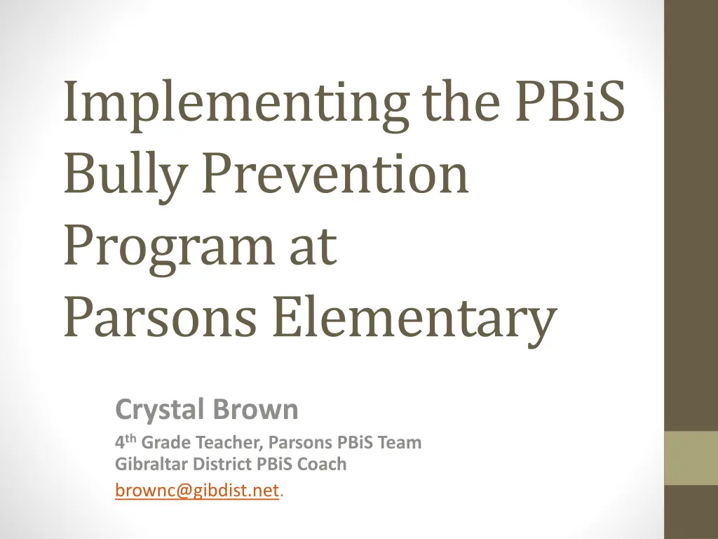 implementing the pbis bully prevention program