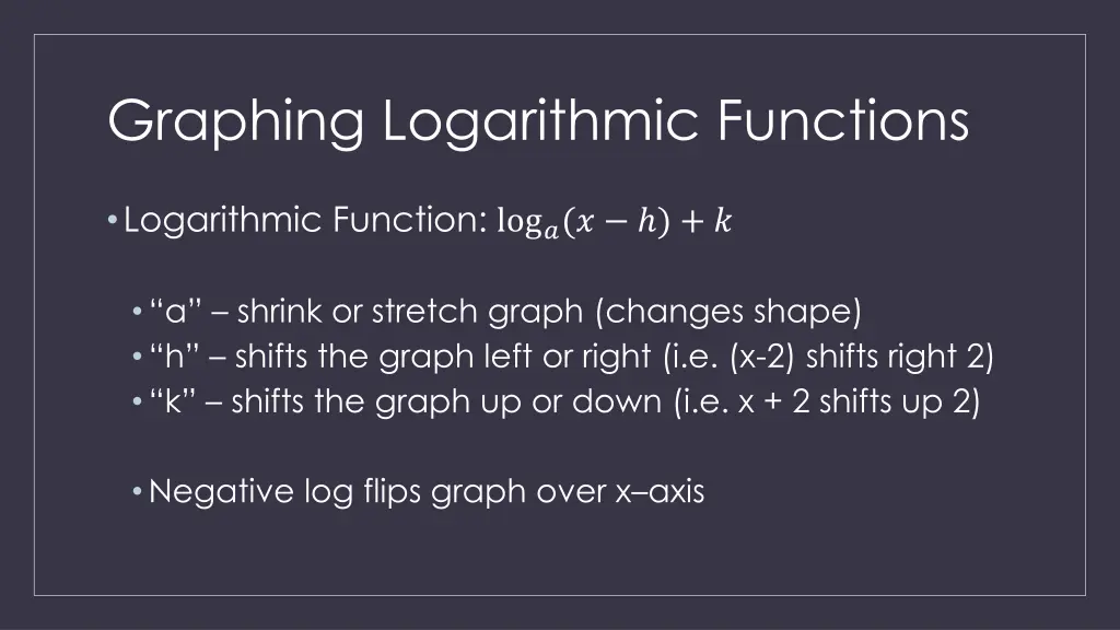 graphing logarithmic functions 2