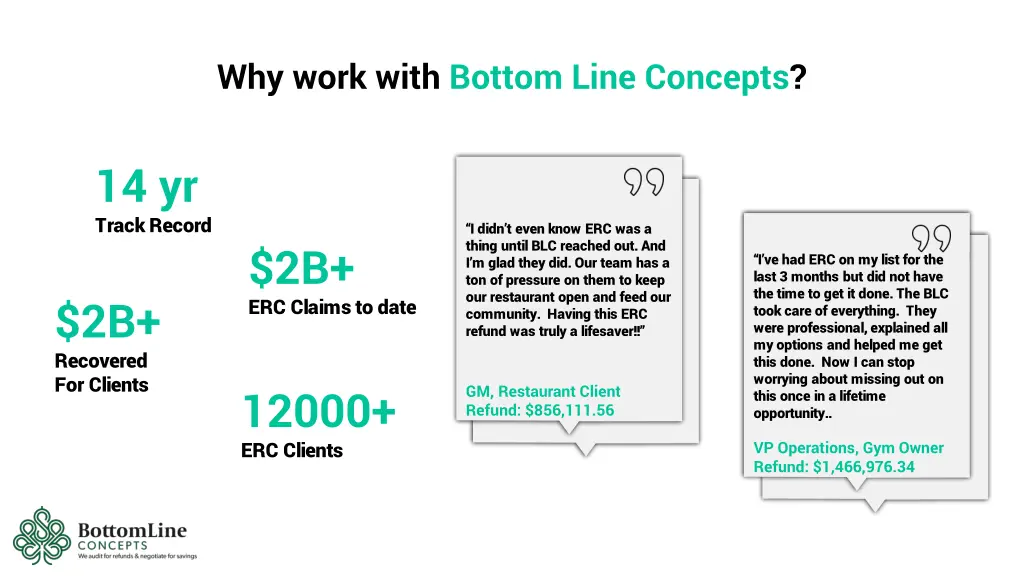why work with bottom line concepts
