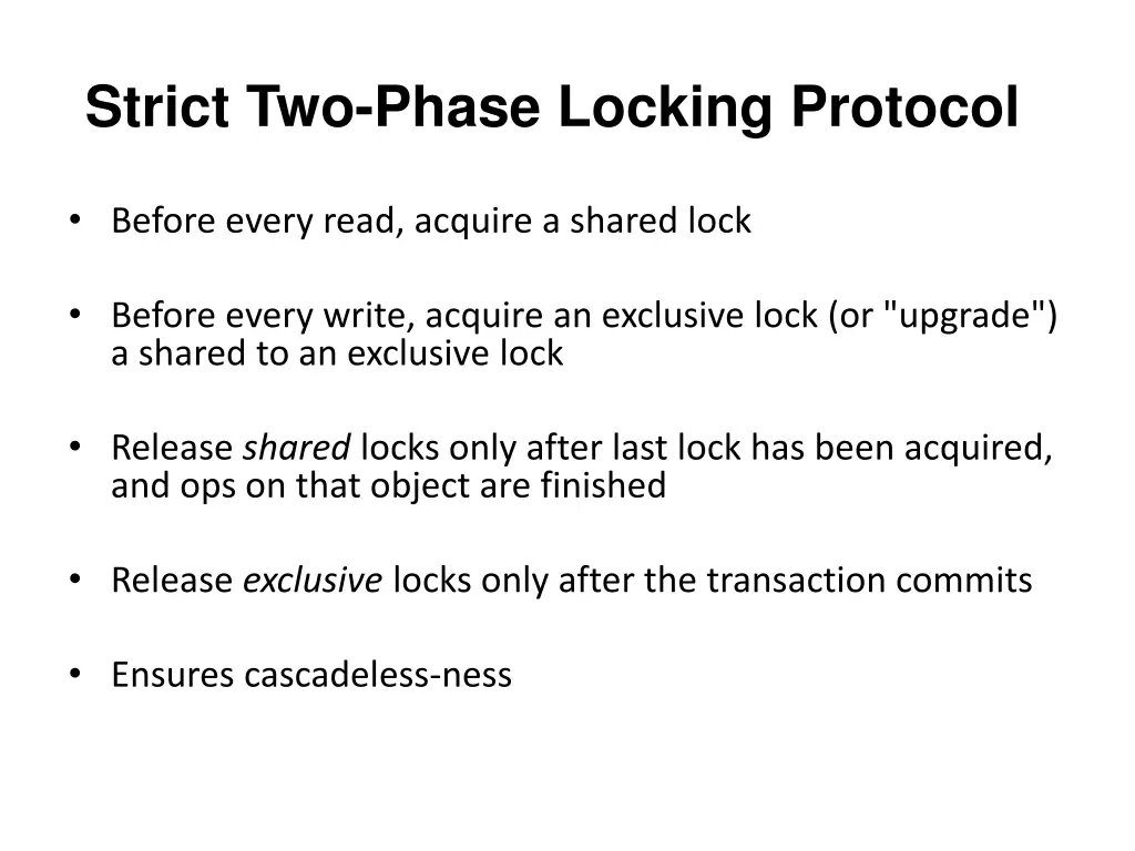 strict two phase locking protocol