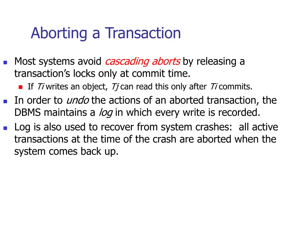 aborting a transaction 1