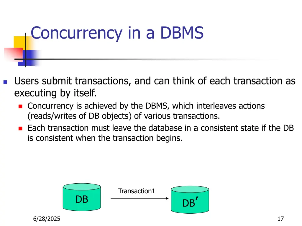 concurrency in a dbms