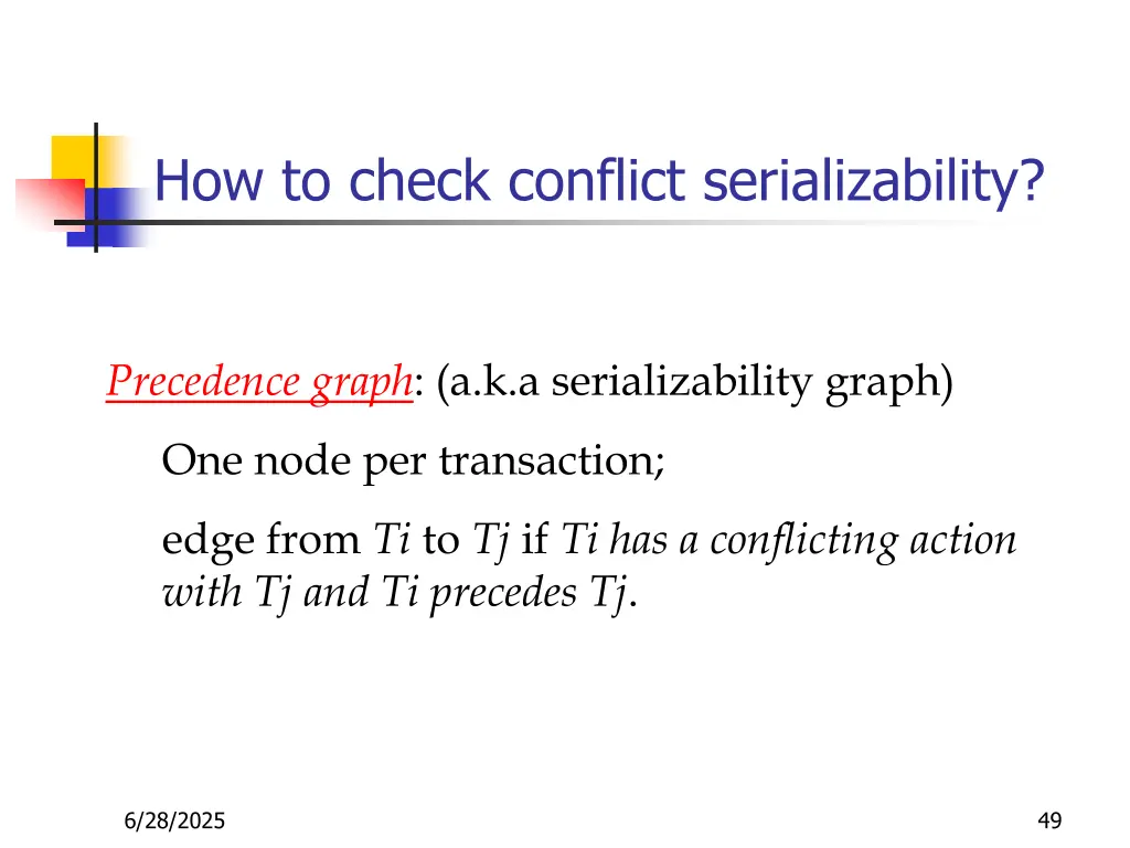 how to check conflict serializability