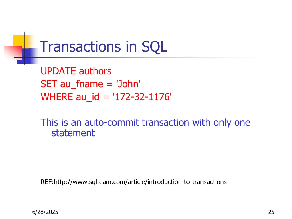 transactions in sql