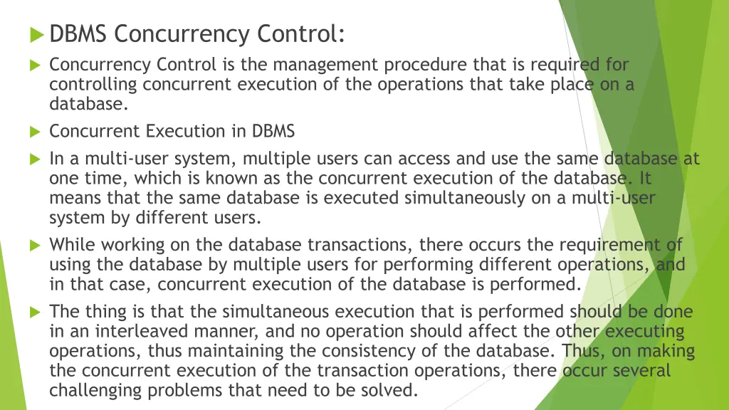 dbms concurrency control concurrency control
