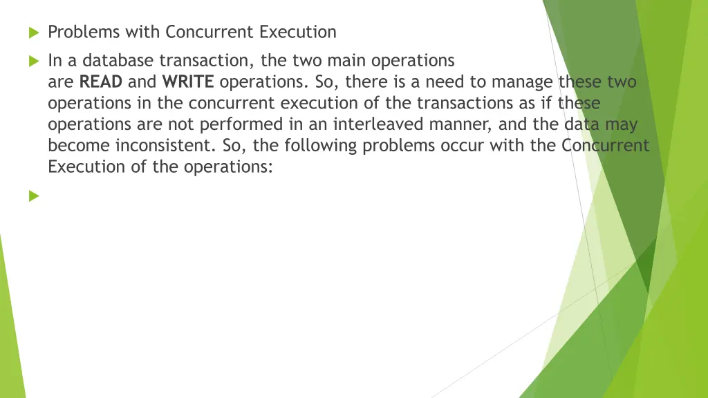 problems with concurrent execution