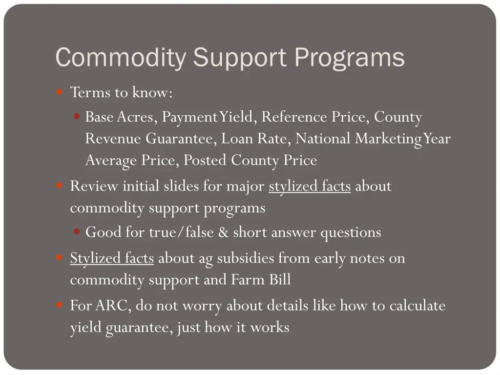 commodity support programs 1