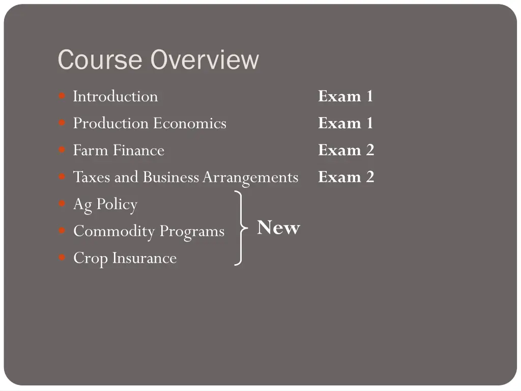 course overview