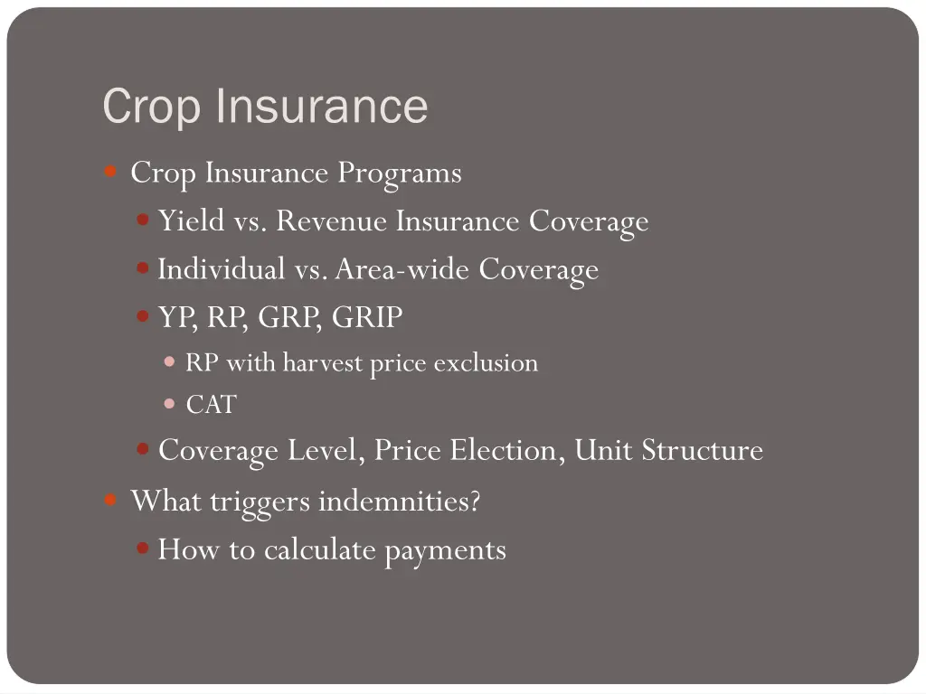 crop insurance