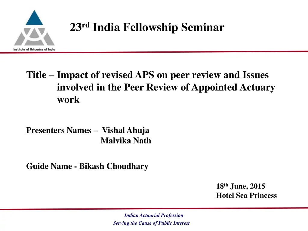 23 rd india fellowship seminar
