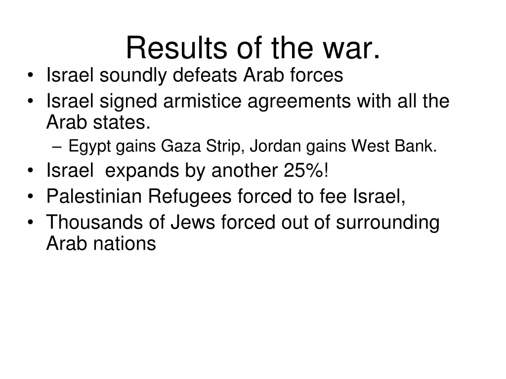 results of the war israel soundly defeats arab