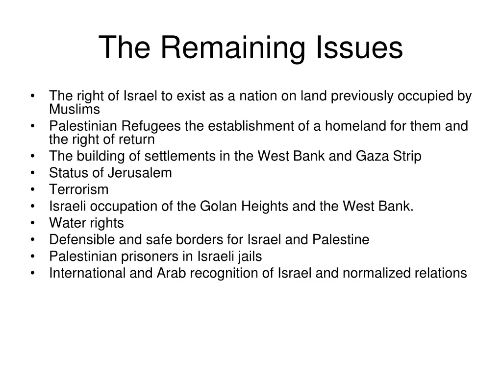 the remaining issues