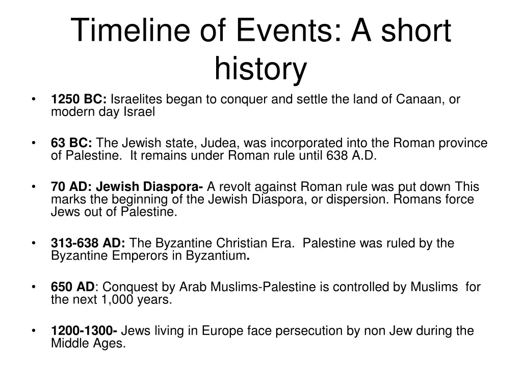 timeline of events a short history 1250