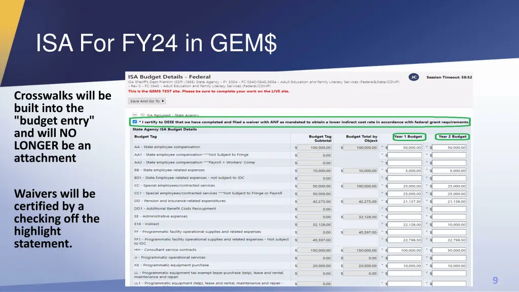 isa for fy24 in gem