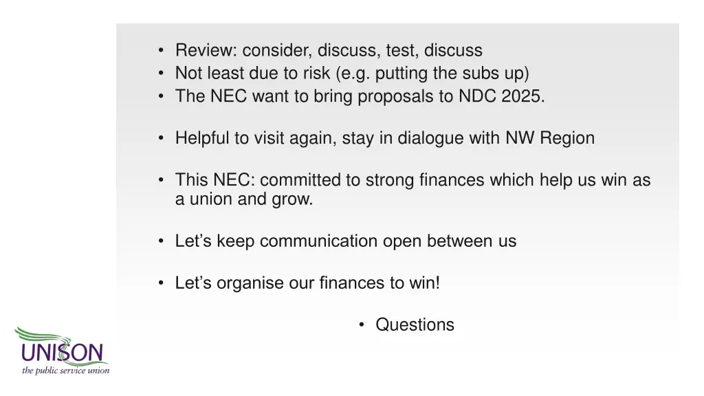 review consider discuss test discuss not least