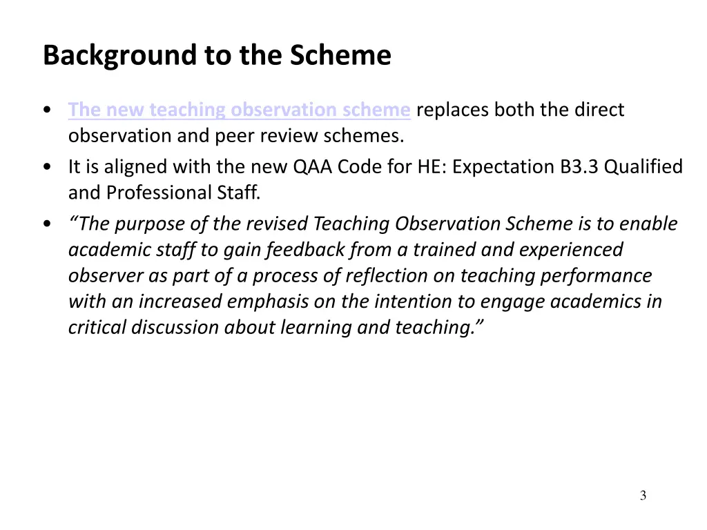 background to the scheme