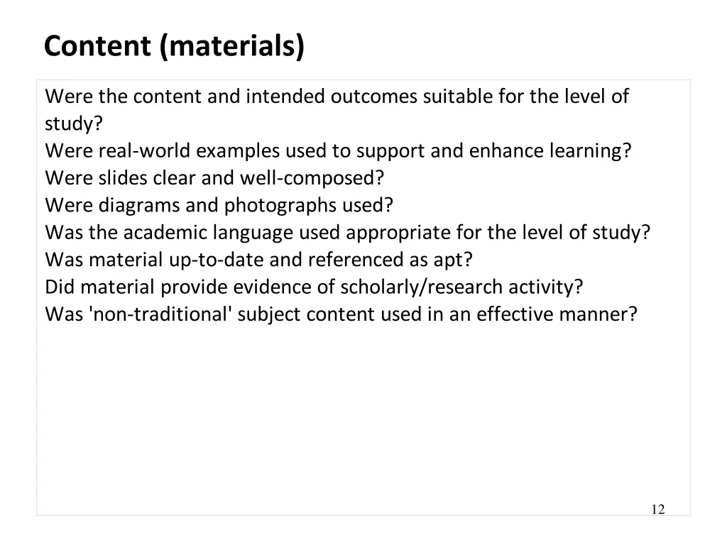 content materials