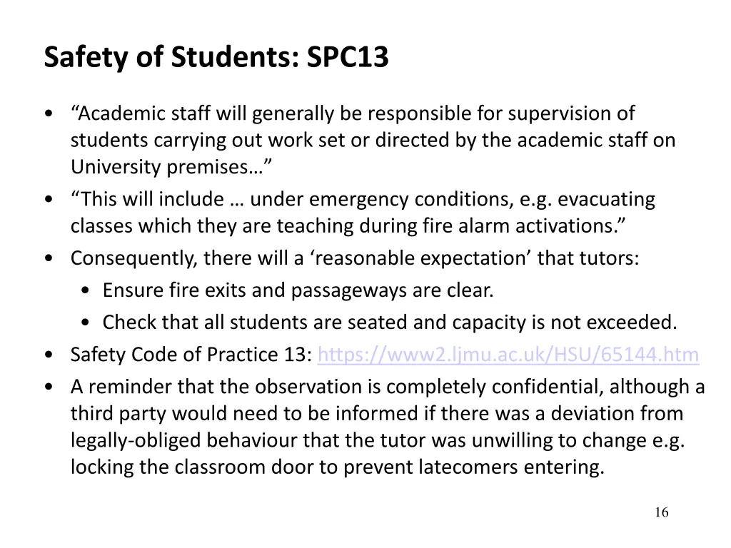 safety of students spc13
