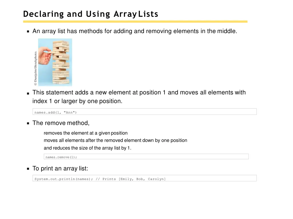 declaring and using arraylists 3