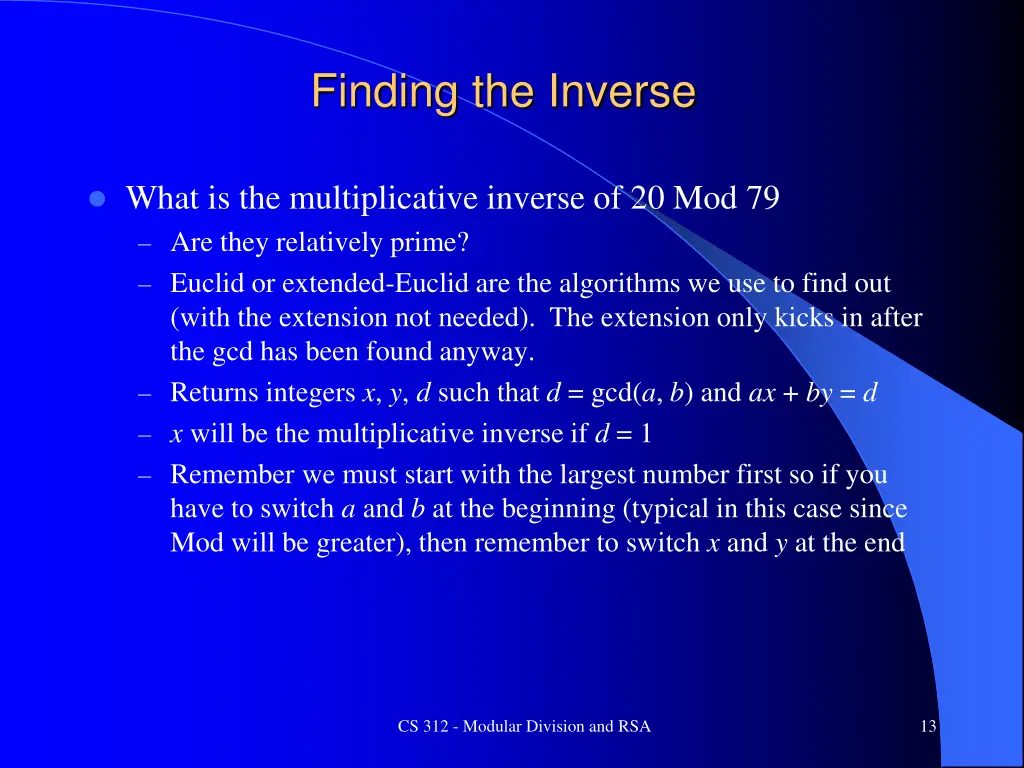 finding the inverse