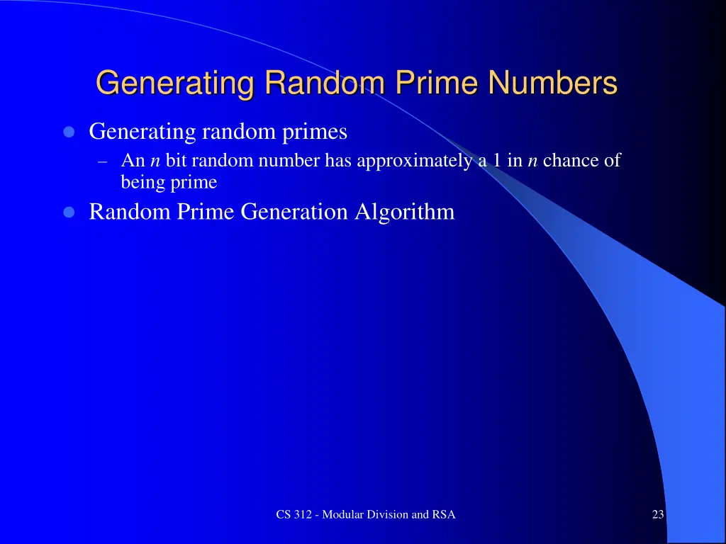 generating random prime numbers