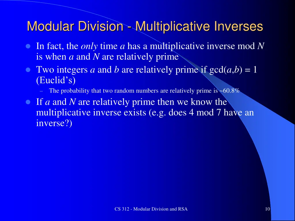 modular division multiplicative inverses 2