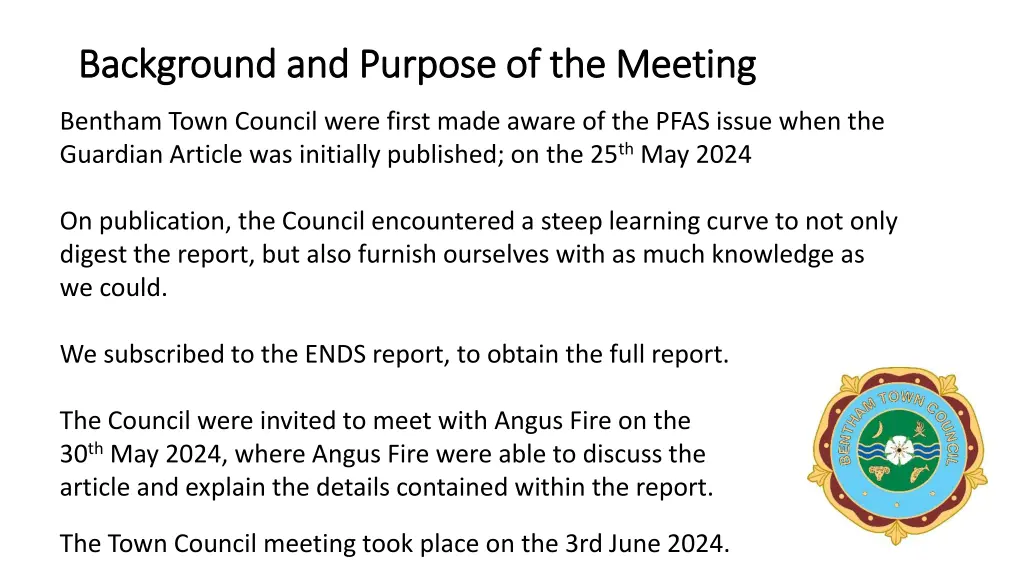 background and purpose of the meeting background
