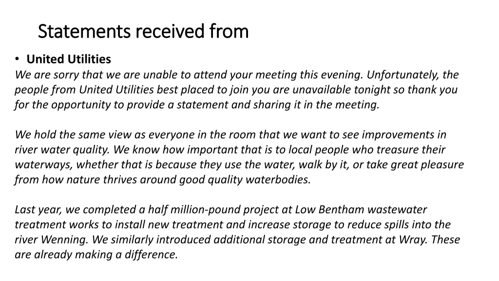 statements received from statements received from