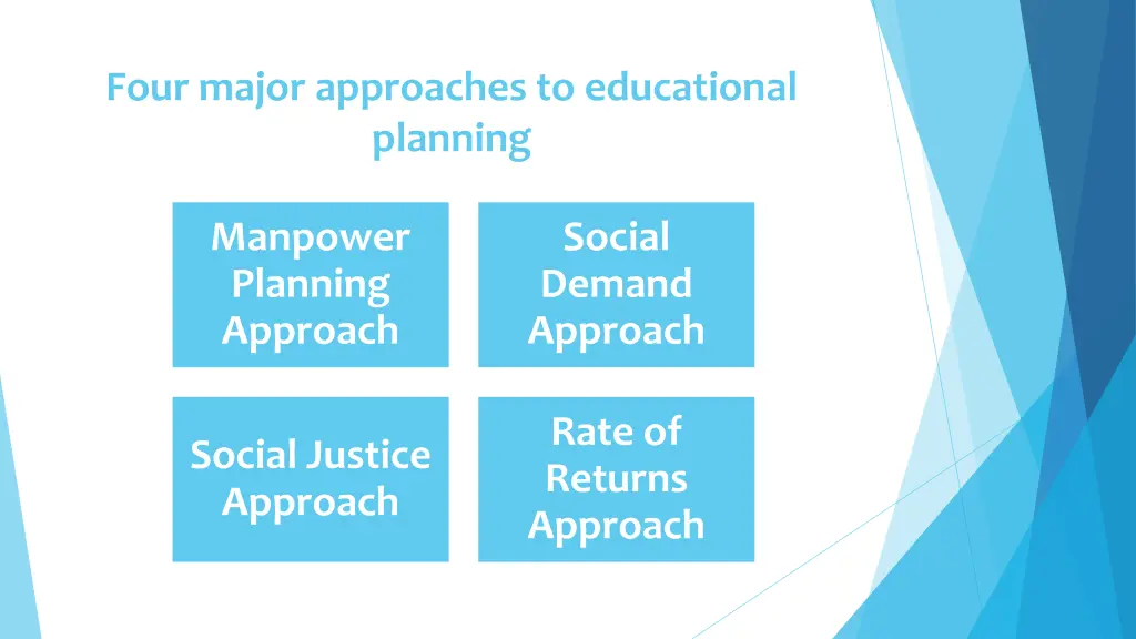 four major approaches to educational planning