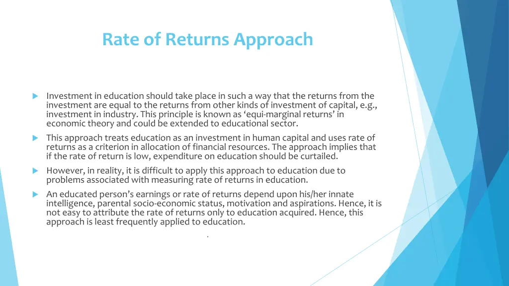 rate of returns approach