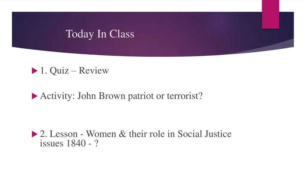 today in class