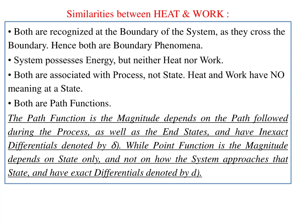 similarities between heat work