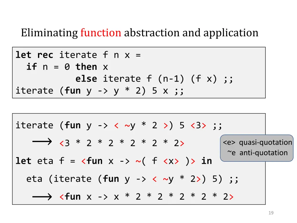 eliminating function abstraction and application