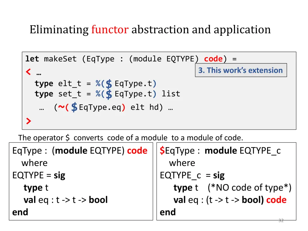 eliminating functor abstraction and application 2