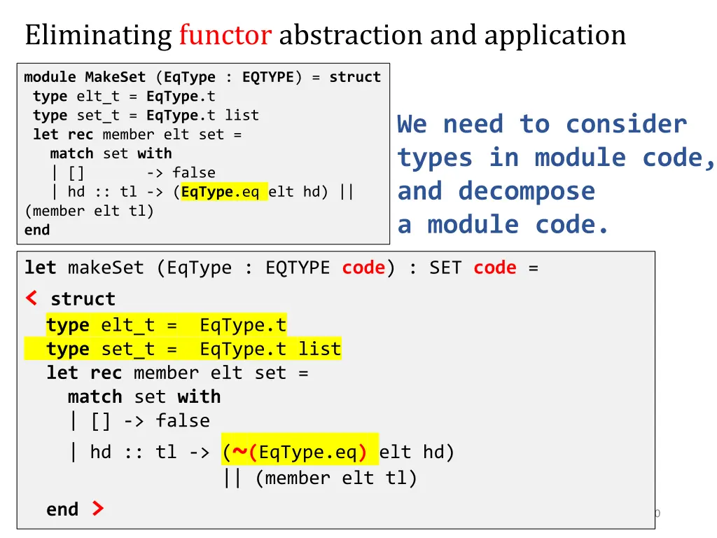 eliminating functor abstraction and application
