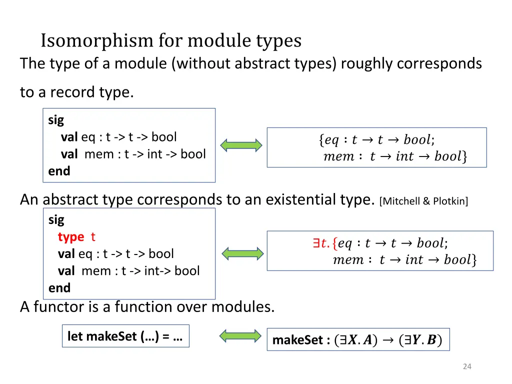 isomorphism for module types the type of a module