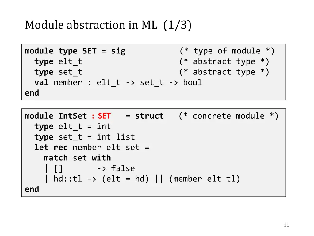 module abstraction in ml 1 3