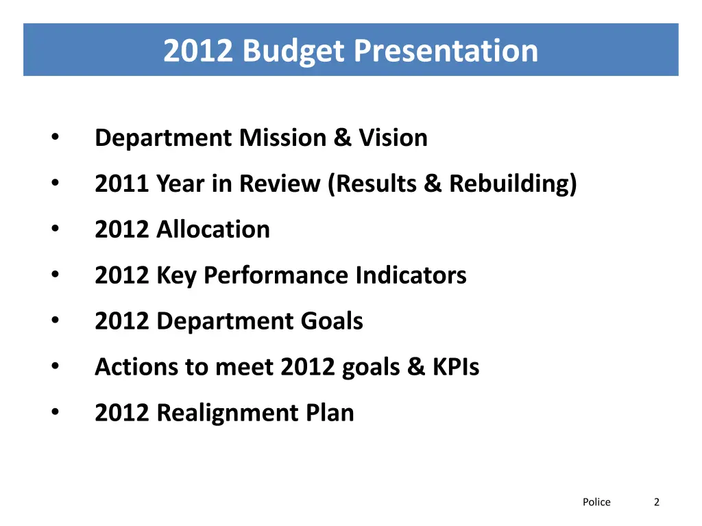 2012 budget presentation