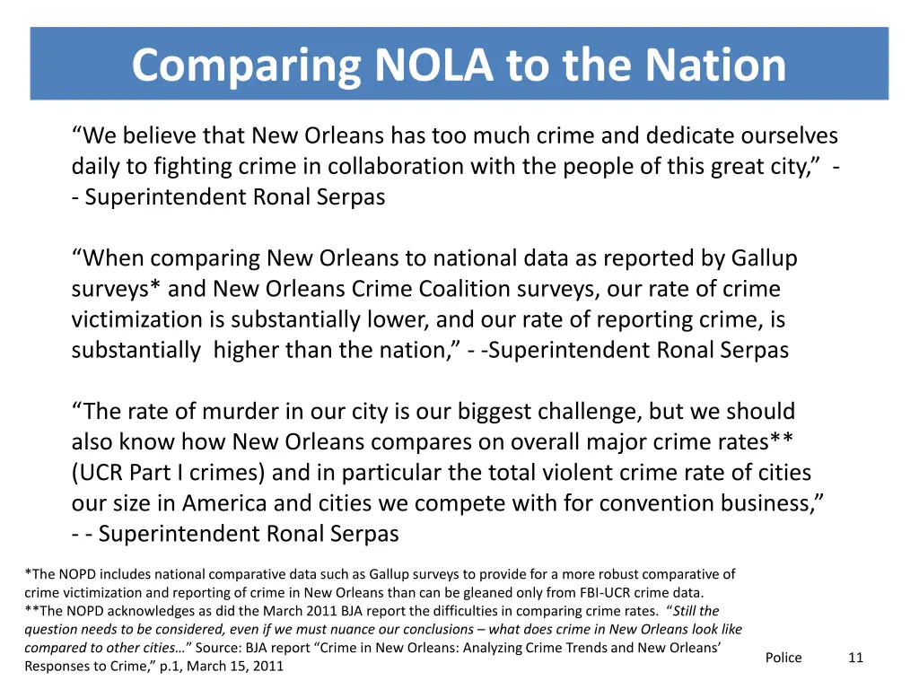 comparing nola to the nation